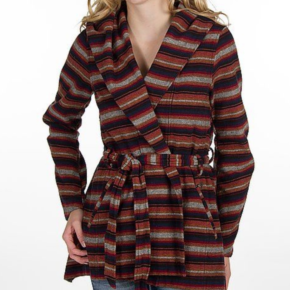 Obey Propaganda Striped Hooded Jacket Tie Waist S